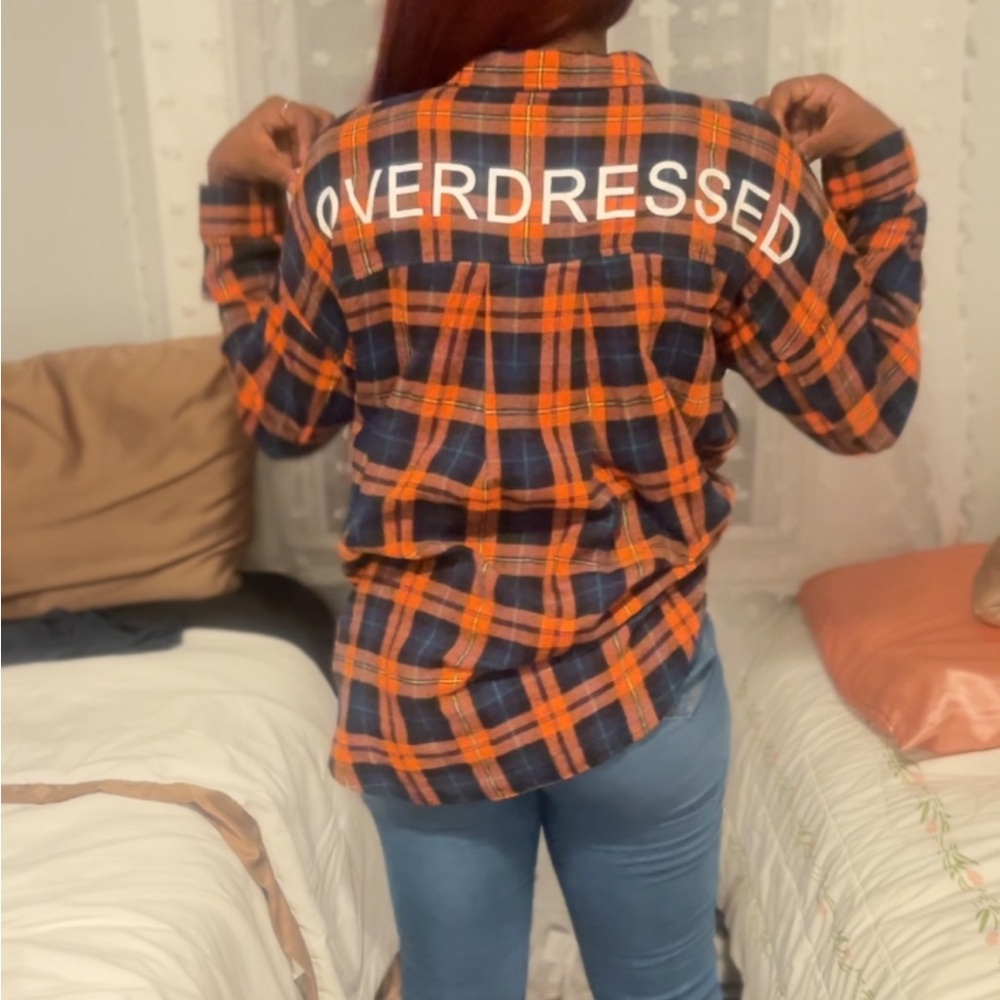 ‘Overdressed’ orange and navy flannel